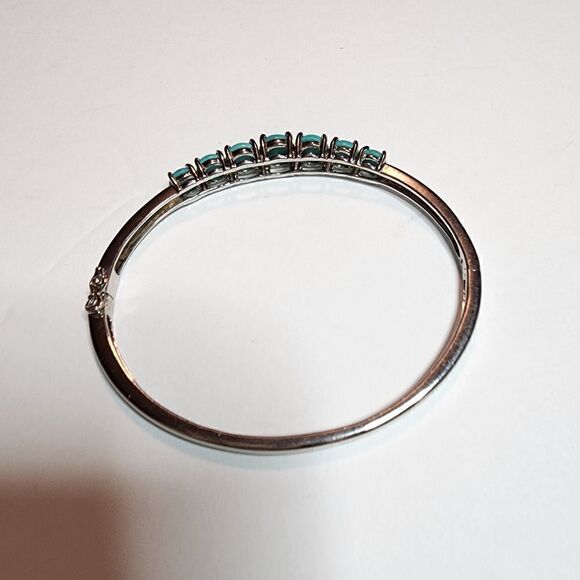 Chuck Clemency NYCII Sleeping Beauty Turquoise Sterling Silver Bangle Bracelet - Picture 4 of 8